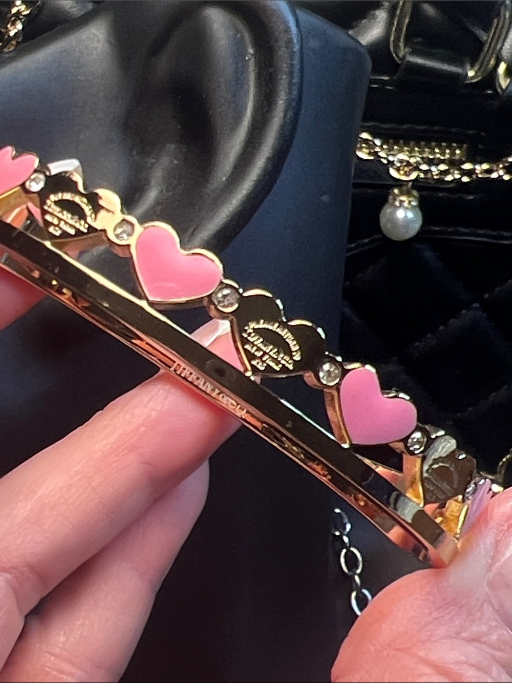 Gold-Tone Bracelet with Pink Accents
